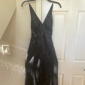 Black sequined evening gown